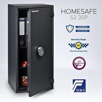 Chubbsafes Home S2 30P M-70 2 Shelves Fire & Burglary with Electronic Lock Safe